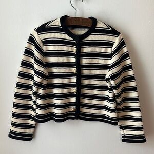 Massimo Dutti NWOT Striped Knit Cardigan With Gold Buttons.  Size Small.